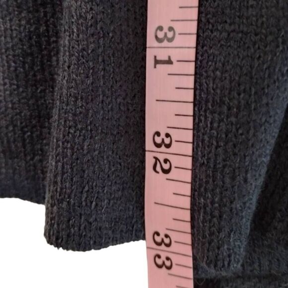 Viv and Lou Poncho Wrap Navy Knit Fringe Pullover Preppy Corpcore Lagenlook 26x3 - Picture 12 of 12